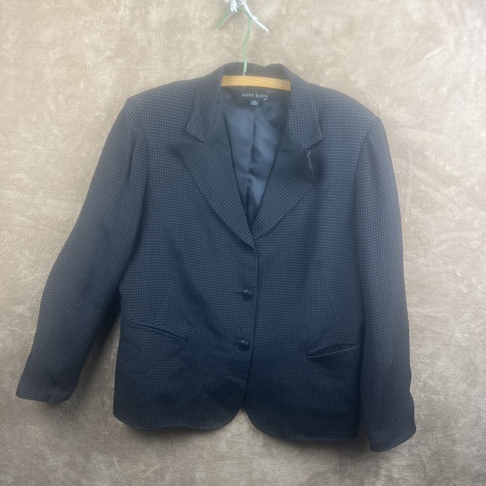 Anne Klein Women’s Size 14 Blazer - Black with Tan Dots - Stylish Suit Jacket